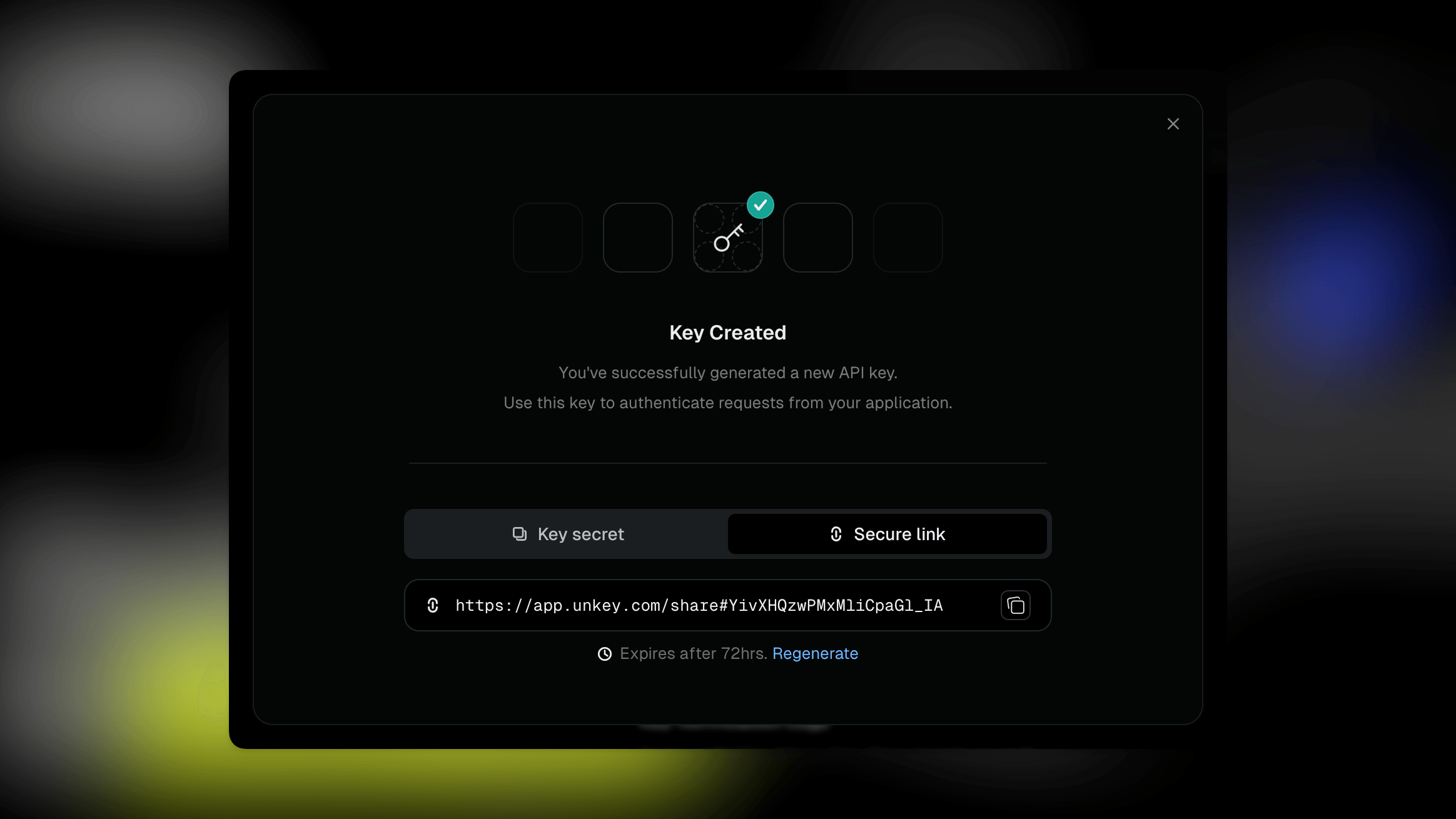 secure key sharing screenshot