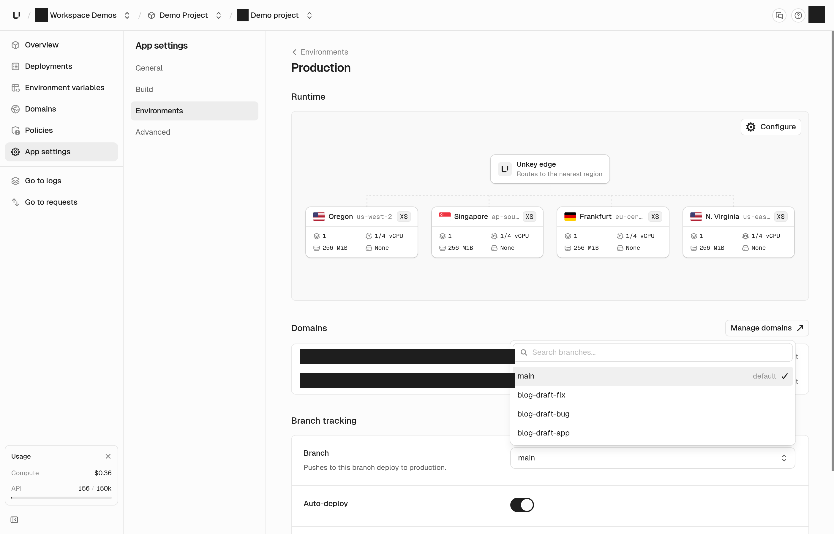 Production branch picker